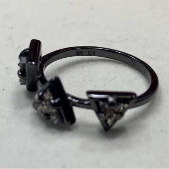 Charmed Aroma Sterling Silver Black Triangle Druzy Ring - Size 8 - Picture 8 of 12